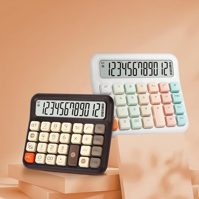 Pendancy Desk Calculator 12 Digit, Retro Cute Basic Calculator