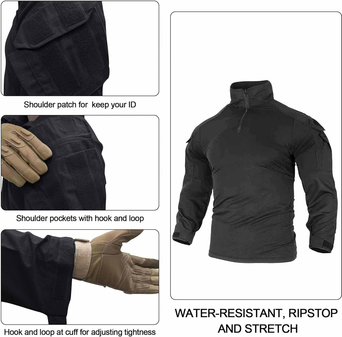 Skiennix Tactical Shirt - G3 Camo Long Sleeve Combat Shirt with 1/4 Zip & Pockets for Men