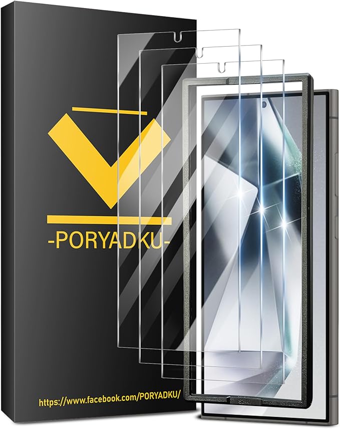 V-PORYADKU 3 Pack for Samsung Galaxy S24 Ultra Screen Protector, 9H Tempered