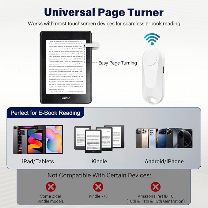 DATAFY Page Turner for Kindle Paperwhite Oasis Kobo eReaders, Camera Camcorder
