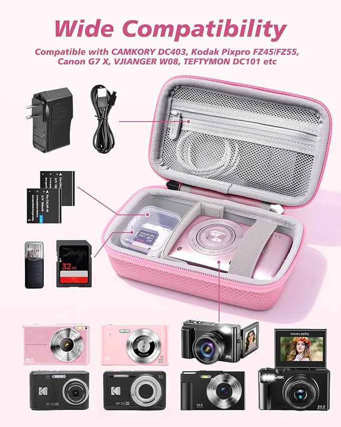 Krypthos Digital Camera Case for Canon G7X Mark III, Kodak Pixpro FZ55/FZ45