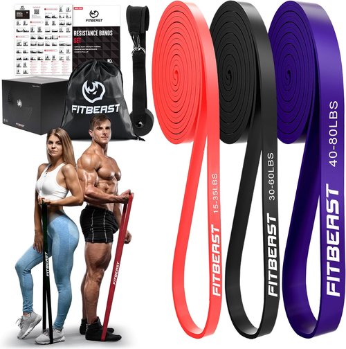 FitBeast Resistance Bands Set - Versatile Pull Up Assist Bands for Strength Training & Muscle Toning | Full-Body Workout