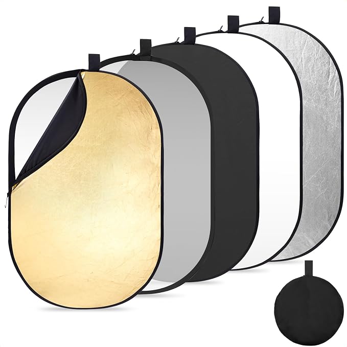 K&F CONCEPT 24" x36” 5-in-1 Oval Foldable Reflector