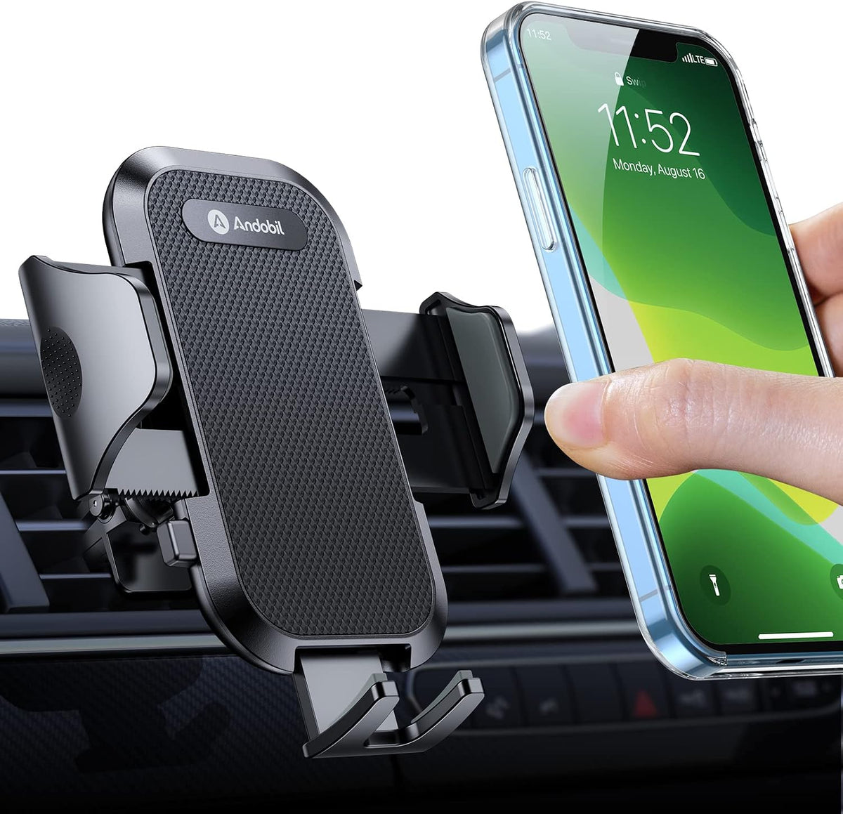 andobil 2026 Upgraded Car Phone Holder Mount for Vent, Military Sturdy Metal Clip Air Vent Phone Holder for Your Car Easy Used Cell Phone Car Mount, Blue