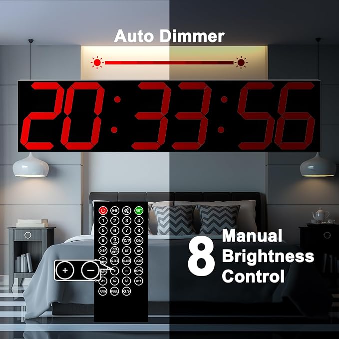 CHKOSDA Digital Wall Clock, Oversize Led Digital Clock Large Display