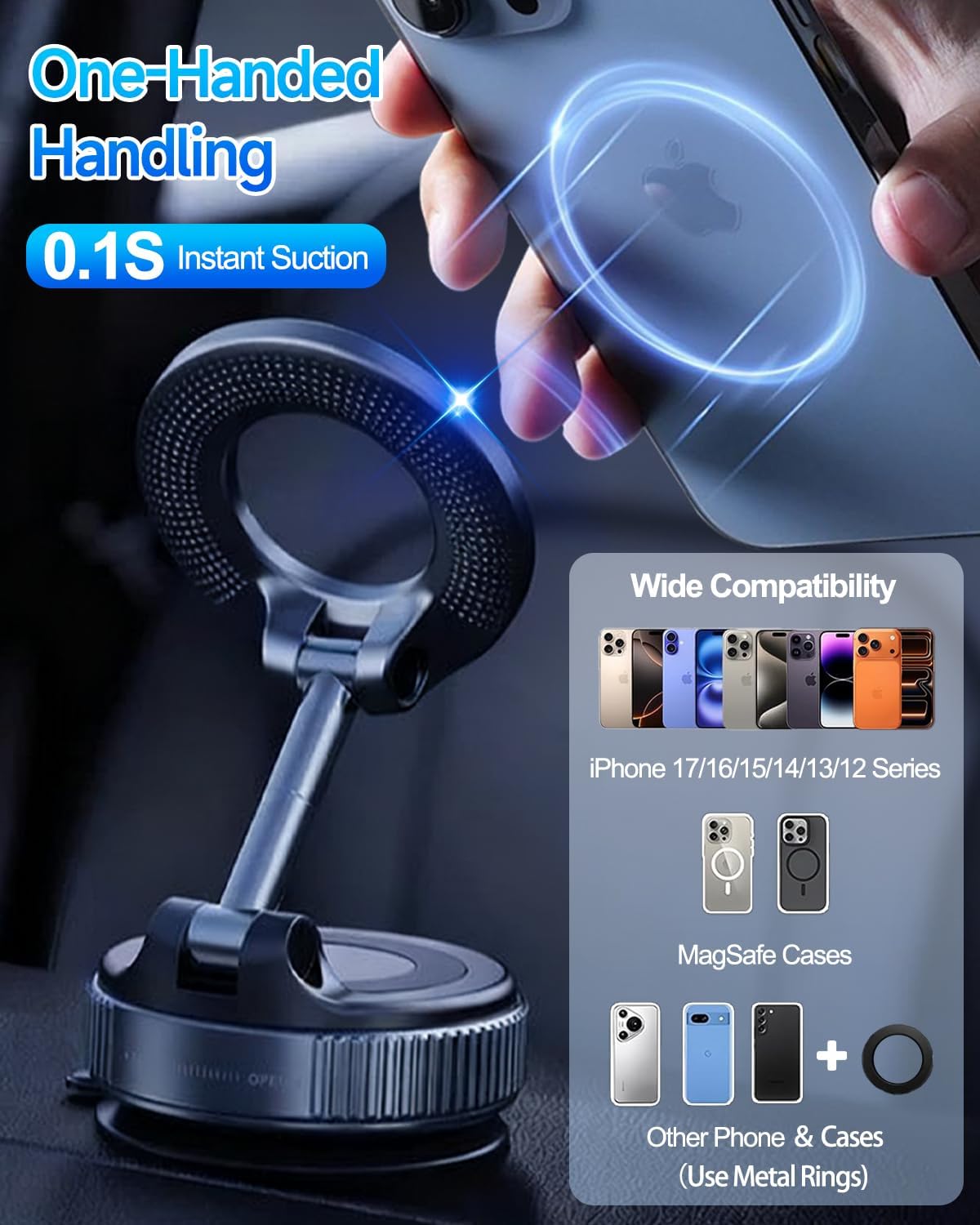 for MagSafe Car Mount, Vacuum Magnetic Car Phone Holder Stand for Your Car