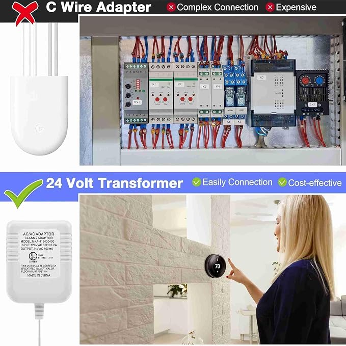 Dreyoo Video Doorbell Transformer, 24 Volt 16.4 Feet Doorbell Power Supply C