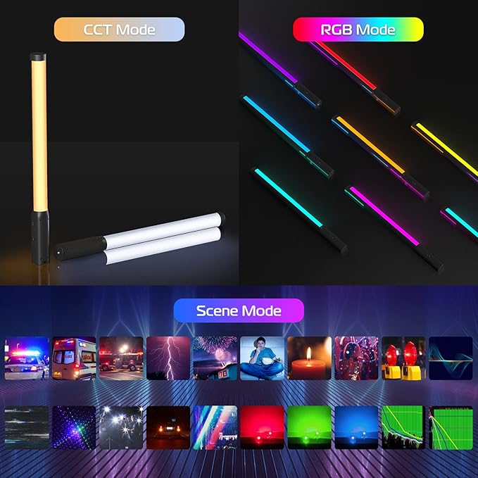 ULANZI VL119 Handheld Light Wand, 360° RGB LED Video Light Stick