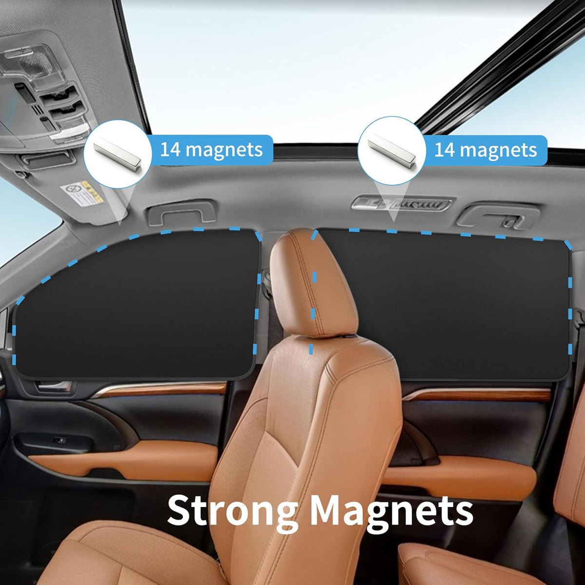 Car Window Shades - 100% Block Light Car Curtains with Magnetic - 4Pcs | Universal Fit Side Window Sun Shades Car Window Covers Keep Cooler Feeling, Thicken(thickset, 4pcs)