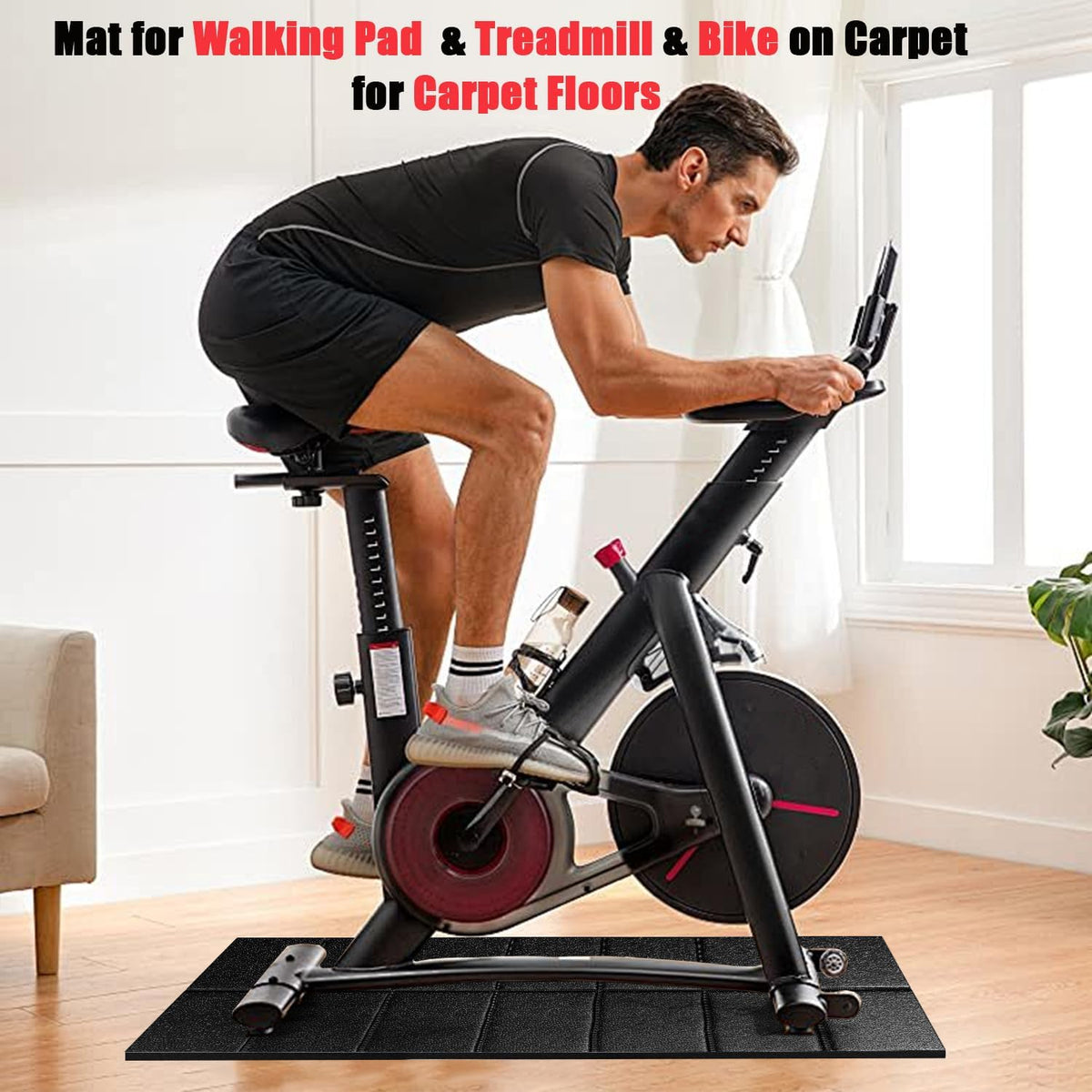 Walking Pad Treadmill Mat - Carpet Floor Protection | 55x24 Inch, Noise-Reducing Shock Absorption