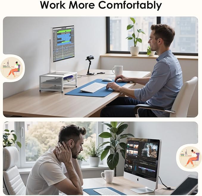 ECOLOVI 2-Tier Computer Monitor Stand Riser, Desk Organizer