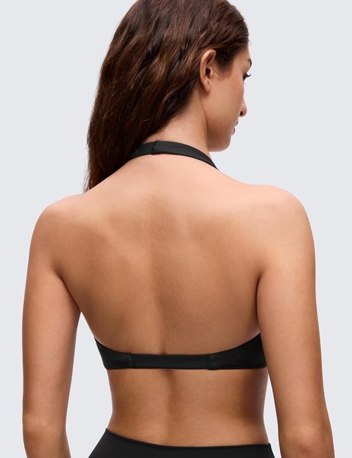 CRZ YOGA Sports Bra - Butterluxe Double Lined Halter Top with Deep V Neck & Open Back - Non-Padded