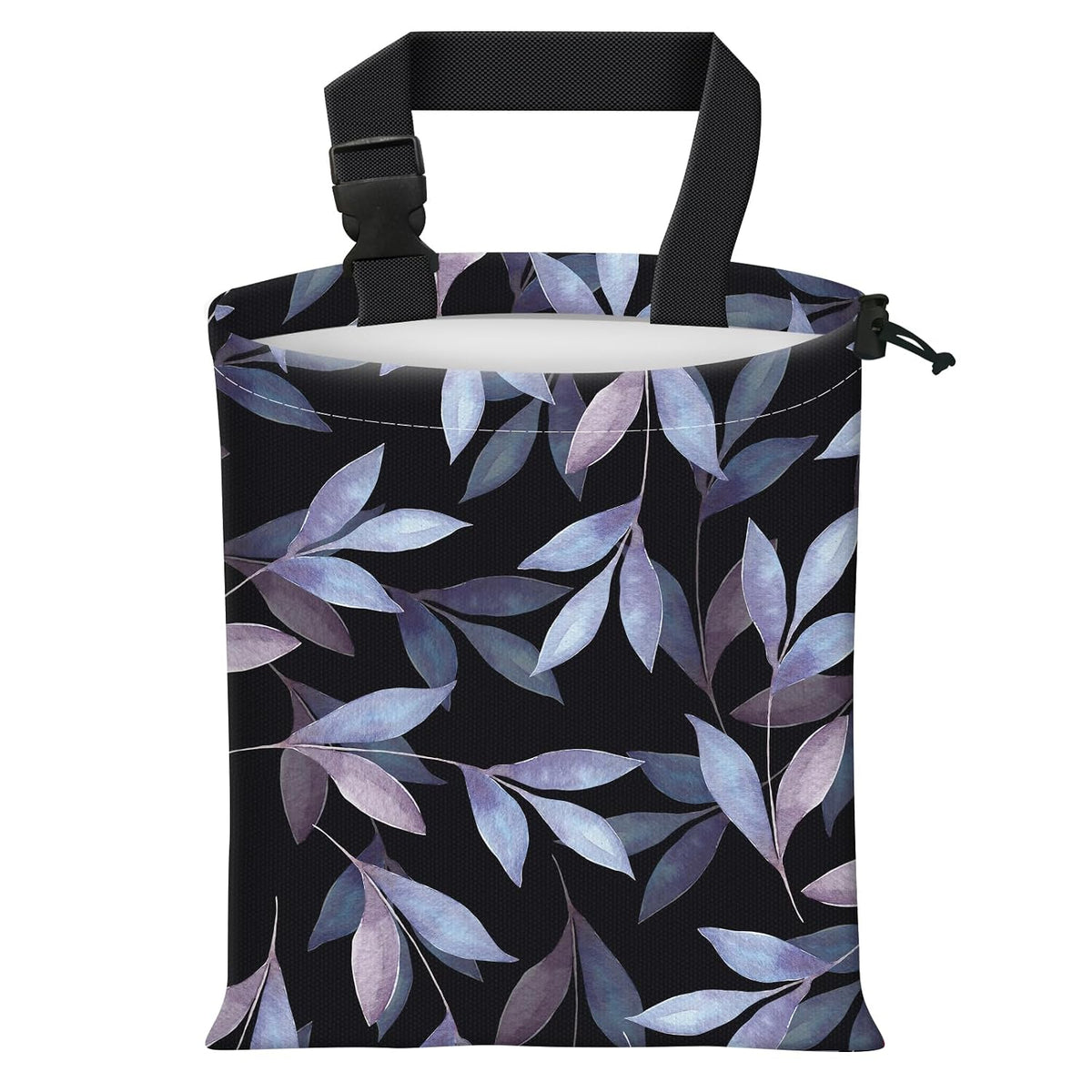Car Trash Bag Large Hanging Can for Back of Seat, Cute Waterproof Car Garbage Bag for Vehicle, Travelling, Outdoor Cute Blue Black Leaf