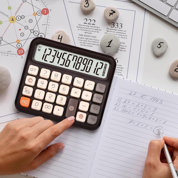 Pendancy Desk Calculator 12 Digit, Retro Cute Basic Calculator