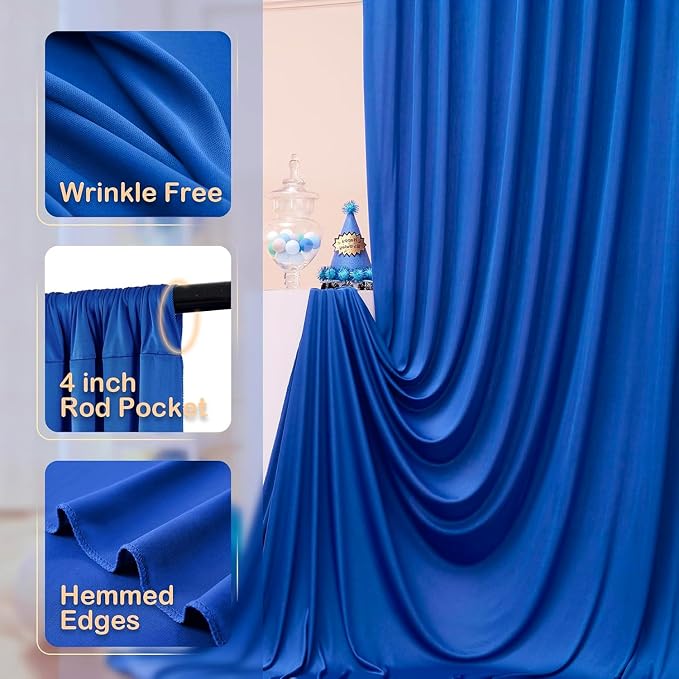 50ft x 12ft Wrinkle Free Royal Blue Backdrop Curtains
