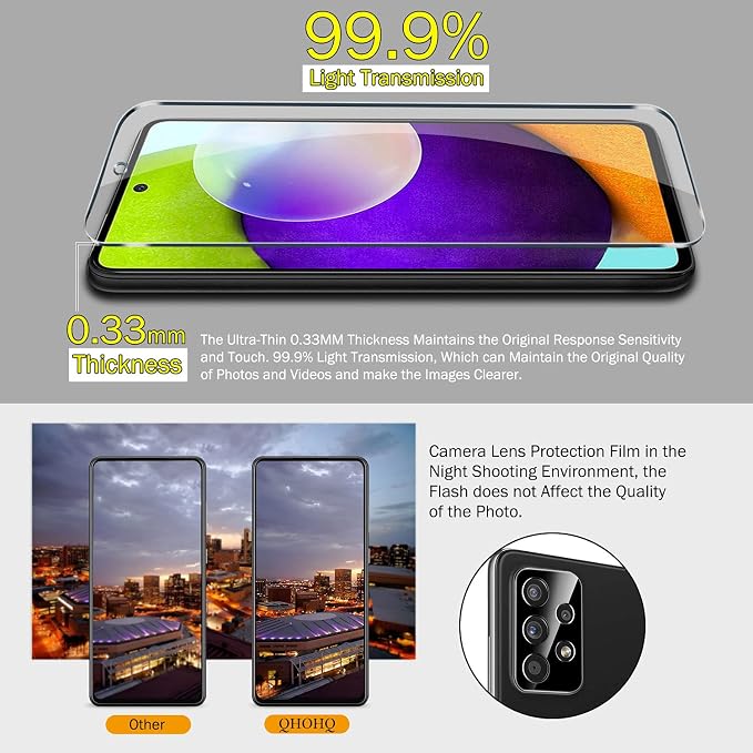 QHOHQ 3 Pack Screen Protector for Samsung Galaxy A52 4G/5G