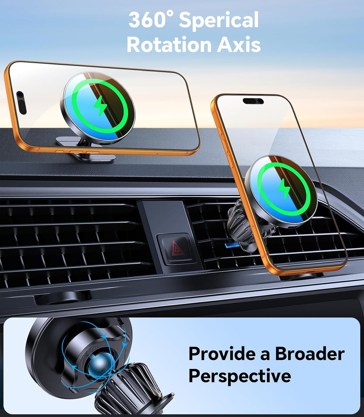 Kaistyle for MagSafe Car Mount Charger【Stronger Magnets】 15W Magnetic Wireless Car Charger Phone Holders for Your Car Accessories for Women Men Car Mount for iPhone 18 Pro Max 17 16 15 14 13 12