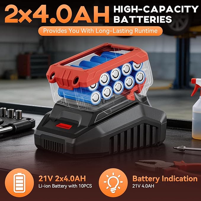 996Ft-lbs (1350N.m) Impact Wrench, 1/2" Cordless Impact Driver, 21V Brushless Impact Gun, High Torque Impact Wrench with 2x4.0Ah Battery, Power Motor Variable Speeds for Car/Pickup Truck/Mower