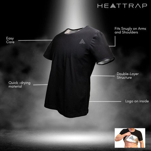 HEATTRAP Men’s Sauna Suit Shirt - Heat Trapping Sweat Compression Vest, Shapewear Top (Black, S)