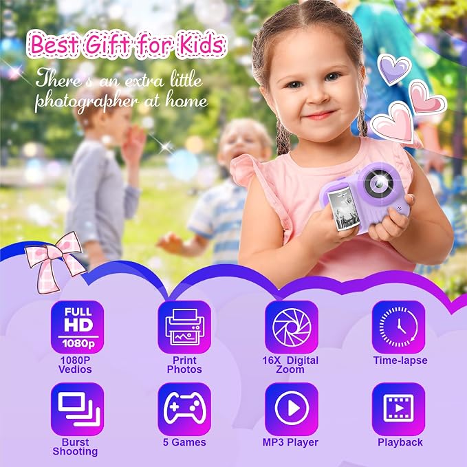 Kids Camera Instant Print, 3.5 Inch Screen Kids Digital Camera Instant