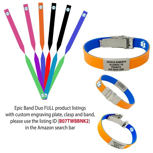 EpicBand Duo Medical Alert Repl Band (no Clasp) - Pink/Purple
