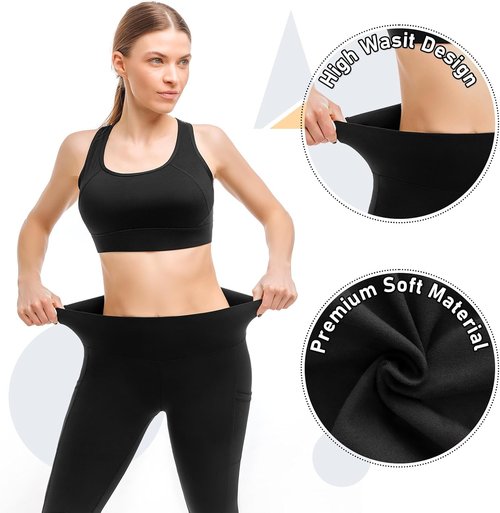 Leafigure High Waisted Leggings with Pockets - Soft Yoga & Gym Wear | 2 Pack