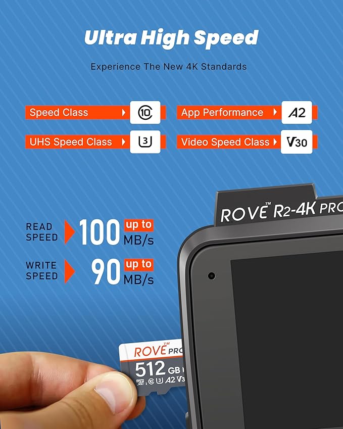 ROVE PRO Micro SD Card microSDXC 512GB Memory Card