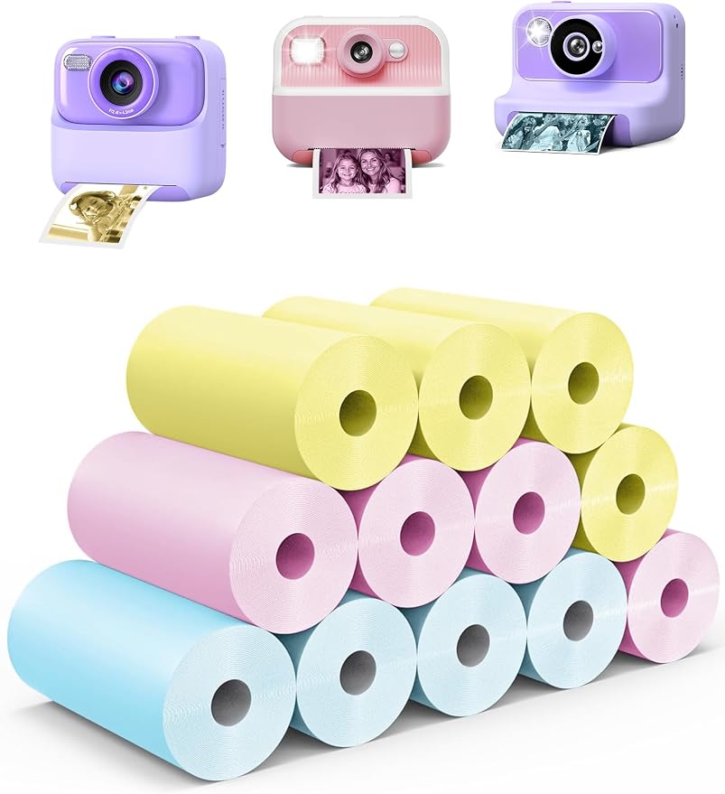 12 Rolls Kids Camera Paper Roll Refill, QIIYNTE Thermal Paper