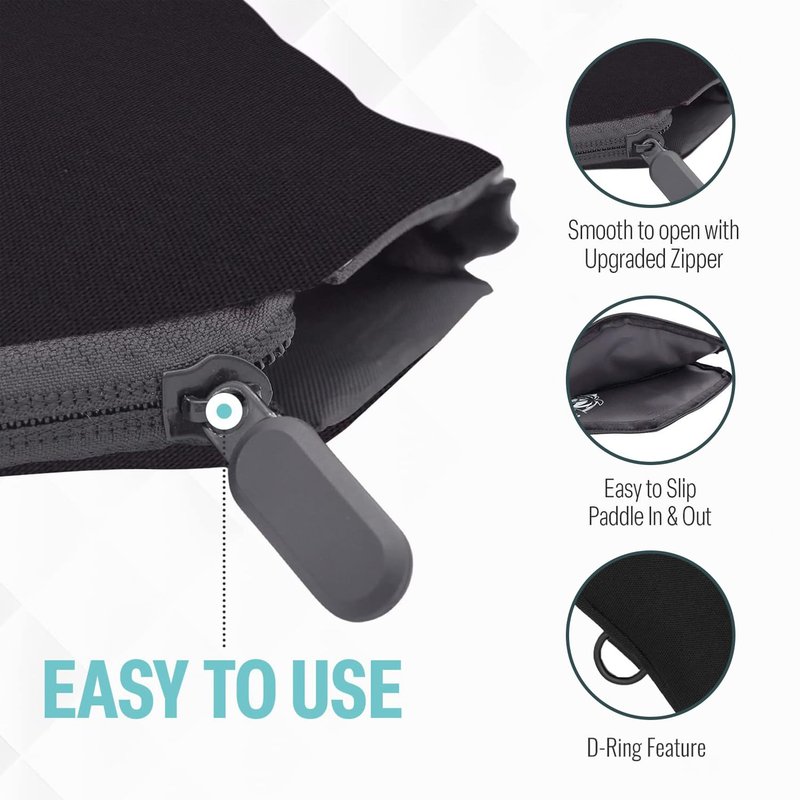Palms-O-Aces Elongated Pickleball Paddle Cover | Canvas Padded Pickleball Paddles Sleeve with Zipper | Lightweight Protective Paddle Case for Paddles | Paddle Cover Accessory | Black