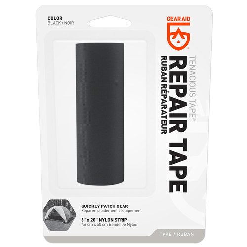 GEAR AID Tenacious Tape - 3” x 20” Nylon Fabric Repair Tape for Jackets, Tents & Gear - Black
