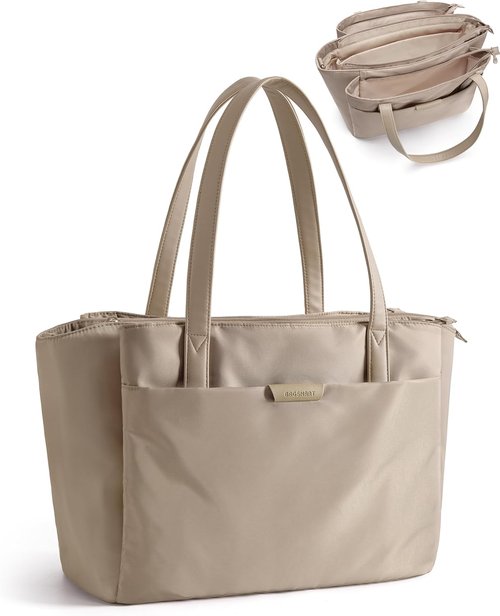 BAGSMART Tote Bag for Women - Stylish Work Tote with Zipper & Compartments | Versatile Crossbody Handbag