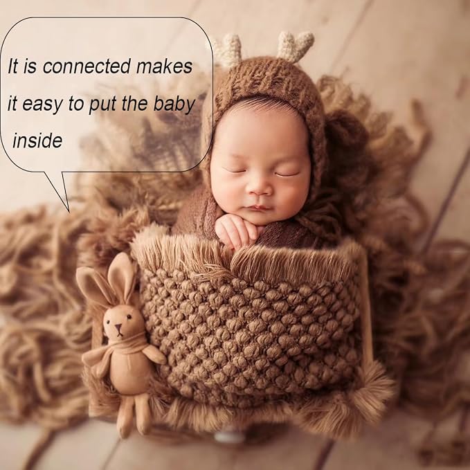 Zeroest Baby Photography Props Basket Braid Wool Wrap Newborn Photo Shoot