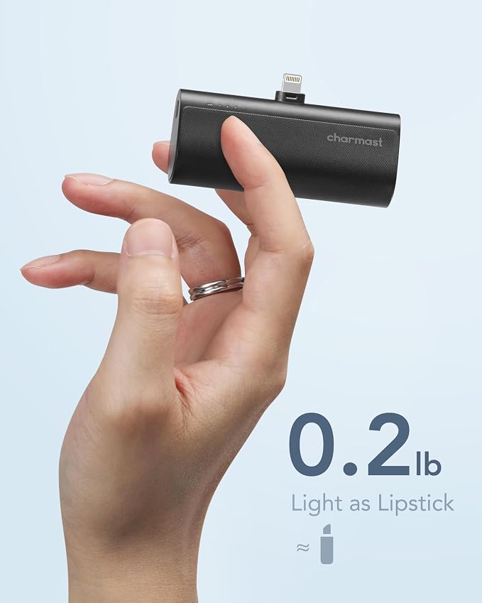 charmast Small Portable Charger for iPhone, Ultra-Compact 20W PD Fast Charging Power Bank 5000mAh, Mini Battery Pack for iPhone 14/14 Pro Max/13/13 Pro Max/12/12 Pro Max/11/XR/X/8/7/6 etc