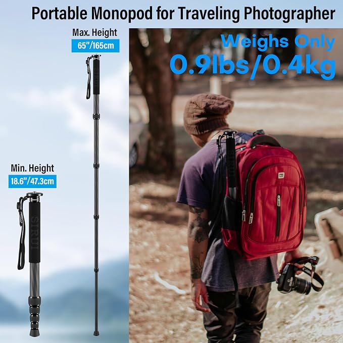 SIRUI Carbon Fiber Monopod for cameras, 6 Sections, Load up 15kg, included