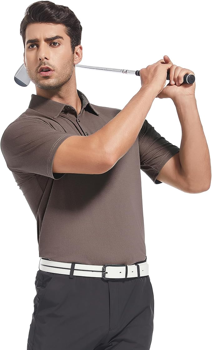 Alex Vando Mens Golf Shirt Moisture Wicking Quick-Dry Short Sleeve Casual Polo Shirts for Men
