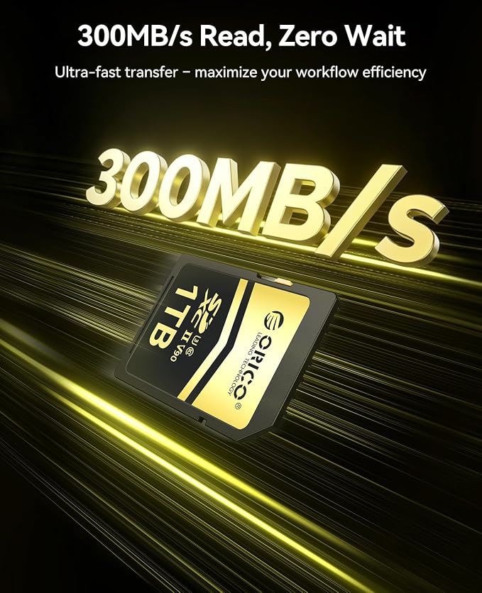 ORICO 128GB SD Card V90 UHS-II Memory Card, 300MB/s Read 250MB/s Write