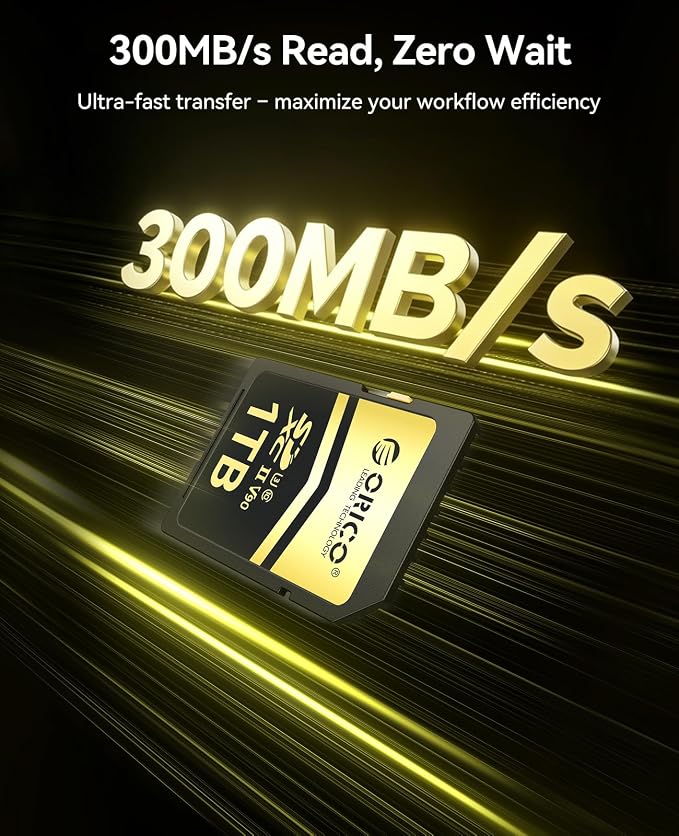 ORICO 512GB SD Card V90 UHS-II Memory Card, 300MB/s Read 250MB/s Write
