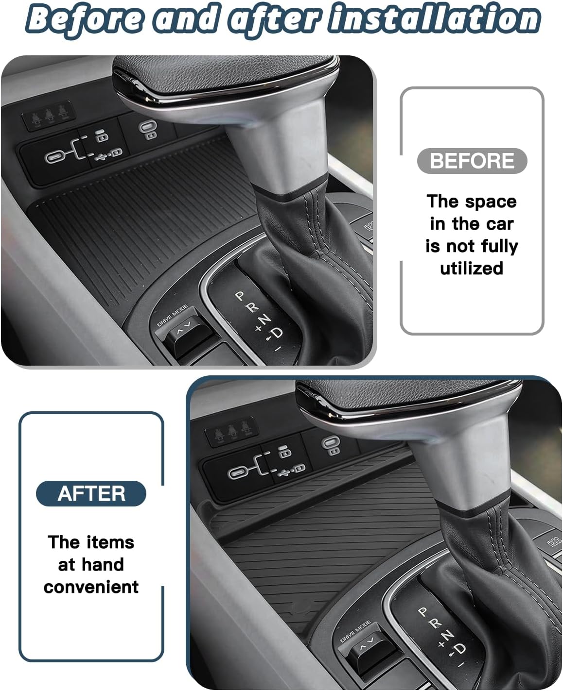 2026 Kona Console Organizer for 2026 Hyundai Kona Accessories TPE Front Console Organizer Compatible with 2024-2026 Hyundai Kona(Only for Gas SE SEL with Manual Shift Handle)