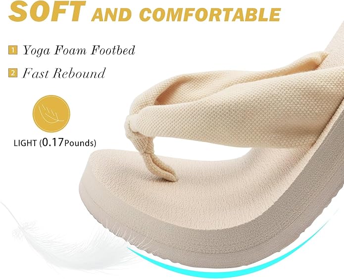 KuaiLu Flip Flops for Women with Arch Support Yoga Mat Comfortable Summer Beach Walking Thong Cushion Sandals Slip On Indoor Outdoor
