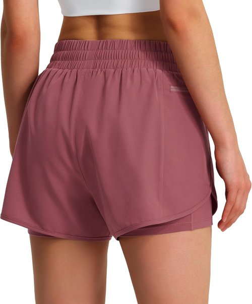 Ksmien Women's Running Shorts - Quick Dry Lightweight Athletic Workout Shorts with Liner & Phone Pockets