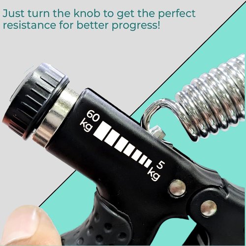 Grip Strength Trainer - Adjustable Hand Grip Exerciser with 11-132 Lbs Resistance | Forearm Strengthener in Black