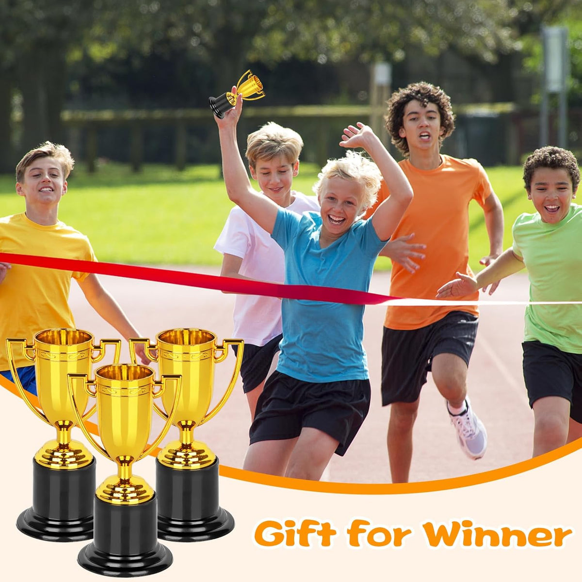 WINKIO Mini Gold Trophy Awards - 4 Inch Plastic Trophies for Kids | Perfect for Party Favors & Competitions