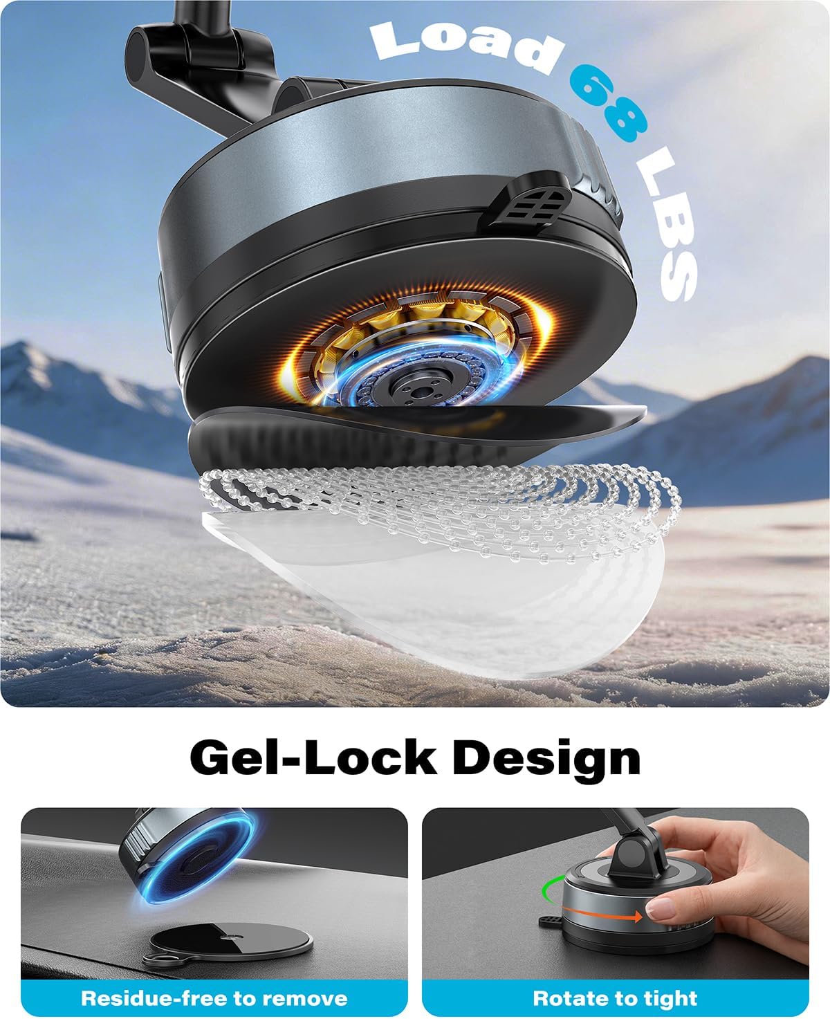 OQTIQ Magnetic Phone Holder for Car, Suction Cup Phone Mount for MagSafe
