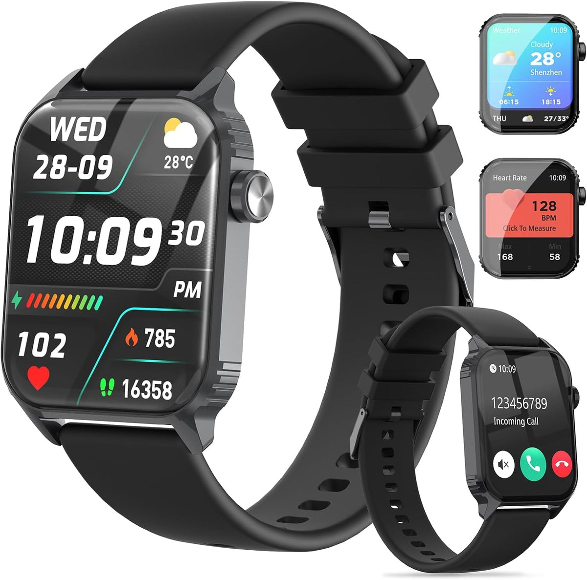 TRAUSI Smart Watch for Men - 120 Sports Modes, 1.83" HD Display, Alexa Built-In, IP67 Waterproof | Black Fitness Tracker