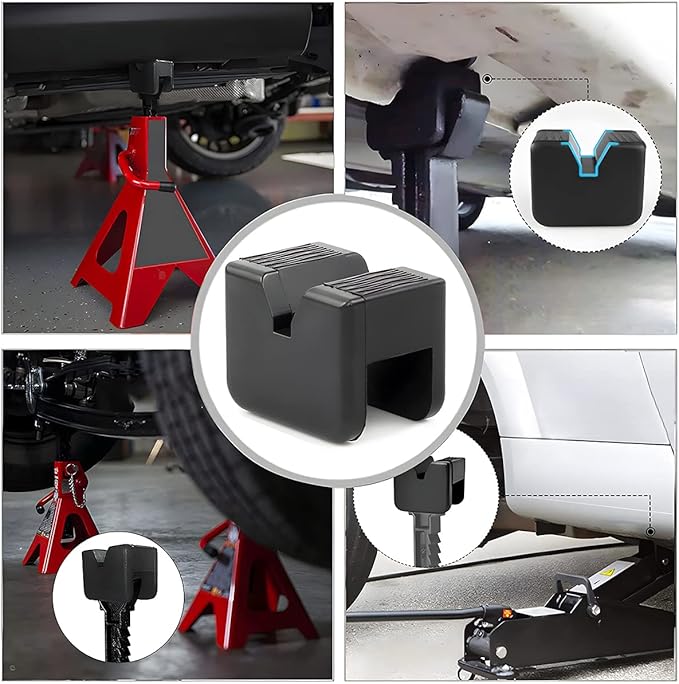 BELOMI Jack Stand Pads, 2 Pcs 3 Ton Jack Pad Adapter, Universal Rubber Slotted Frame Rail Pinch Welds Protector Pad for Jack Stand Support Lift, Car Accessories for Sedan, SUV and More