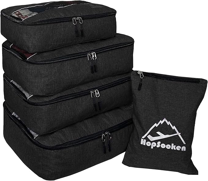 5 Set Packing Cubes for Travel Large Suitcase Luggage Organizer Bags Travel Accessories Vacation 4 Cubes 1 Laundry Pouch Bag