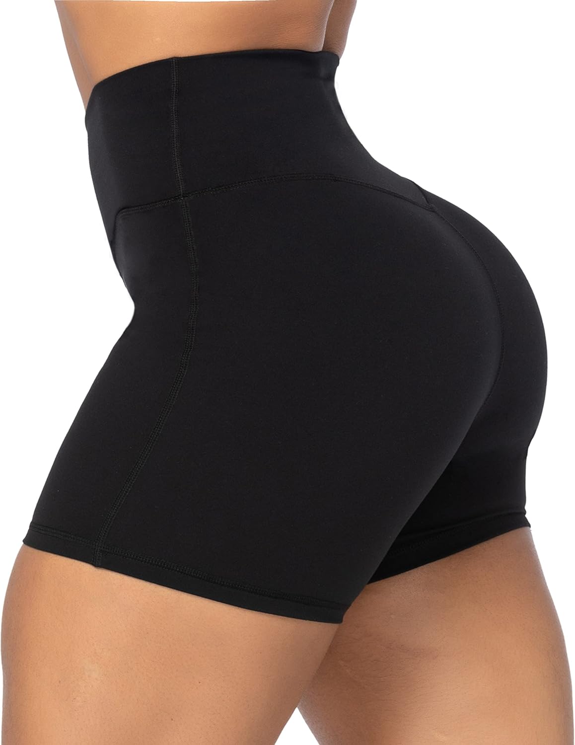 Sunzel Crossover Biker Shorts - High Waist Yoga Shorts with Tummy Control | No Front Seam Design