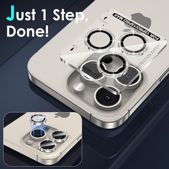 YWXTW Designed for iPhone 15 Pro/iPhone 15 Pro Max Camera Lens Protector Bling