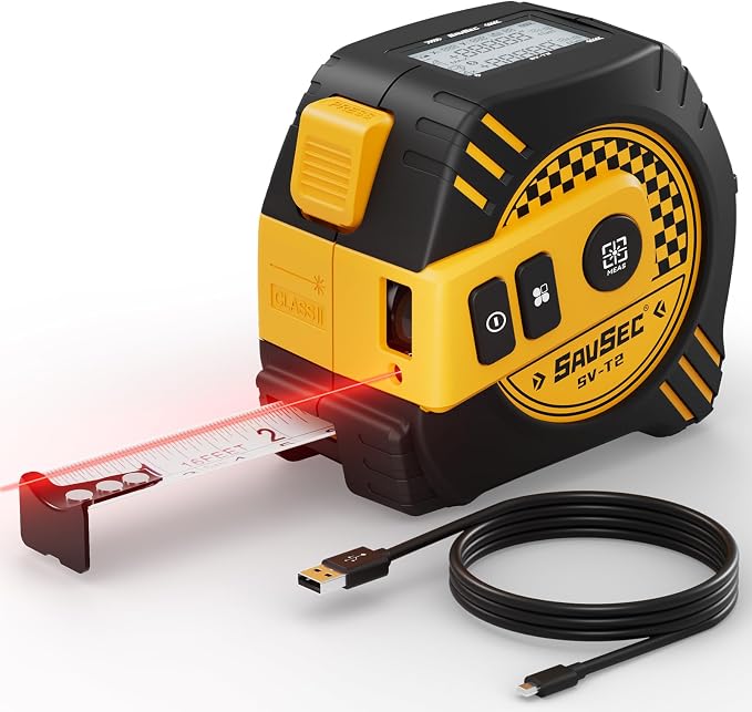 2 in 1 Laser Tape Measure, Rechargeable Laser Measure & 16ft Self-Locking