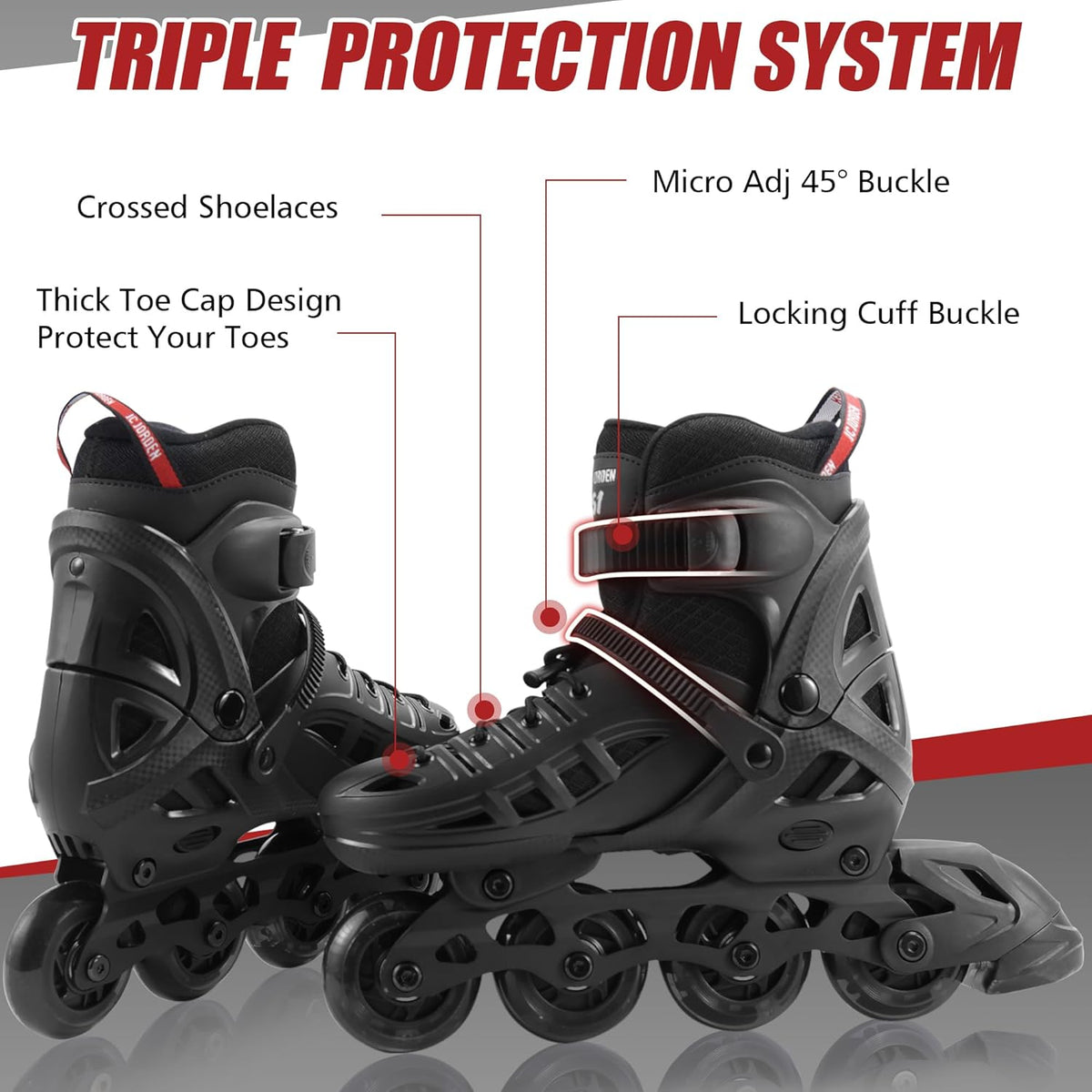 Skiennix Adjustable Inline Skates for Kids | Light-Up Wheels & Durable Outer Shell | Sizes 4-12